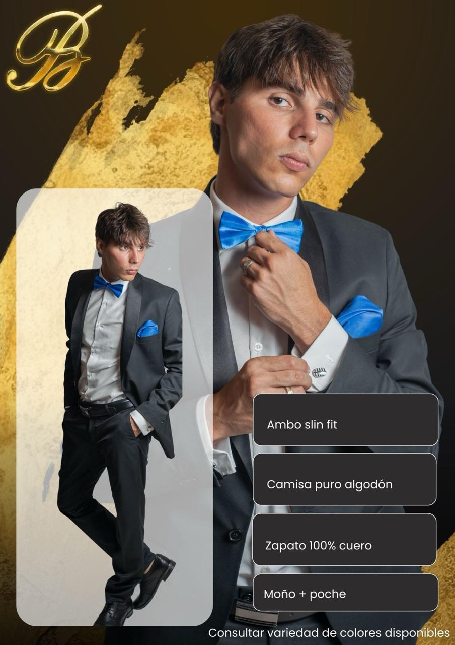 Ambo slim fit de ceremonia gris oscuro