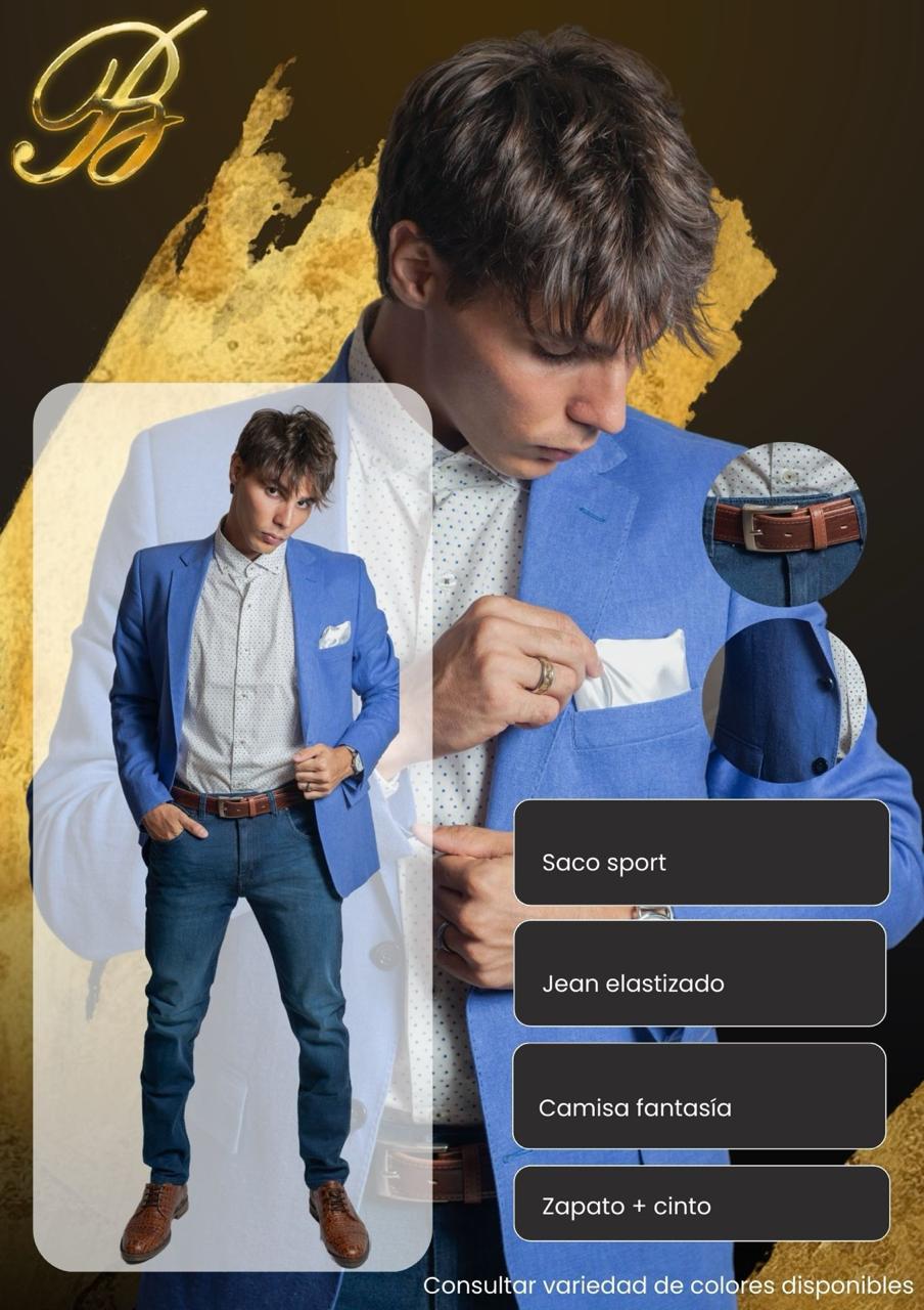 Saco sport celeste para hombre